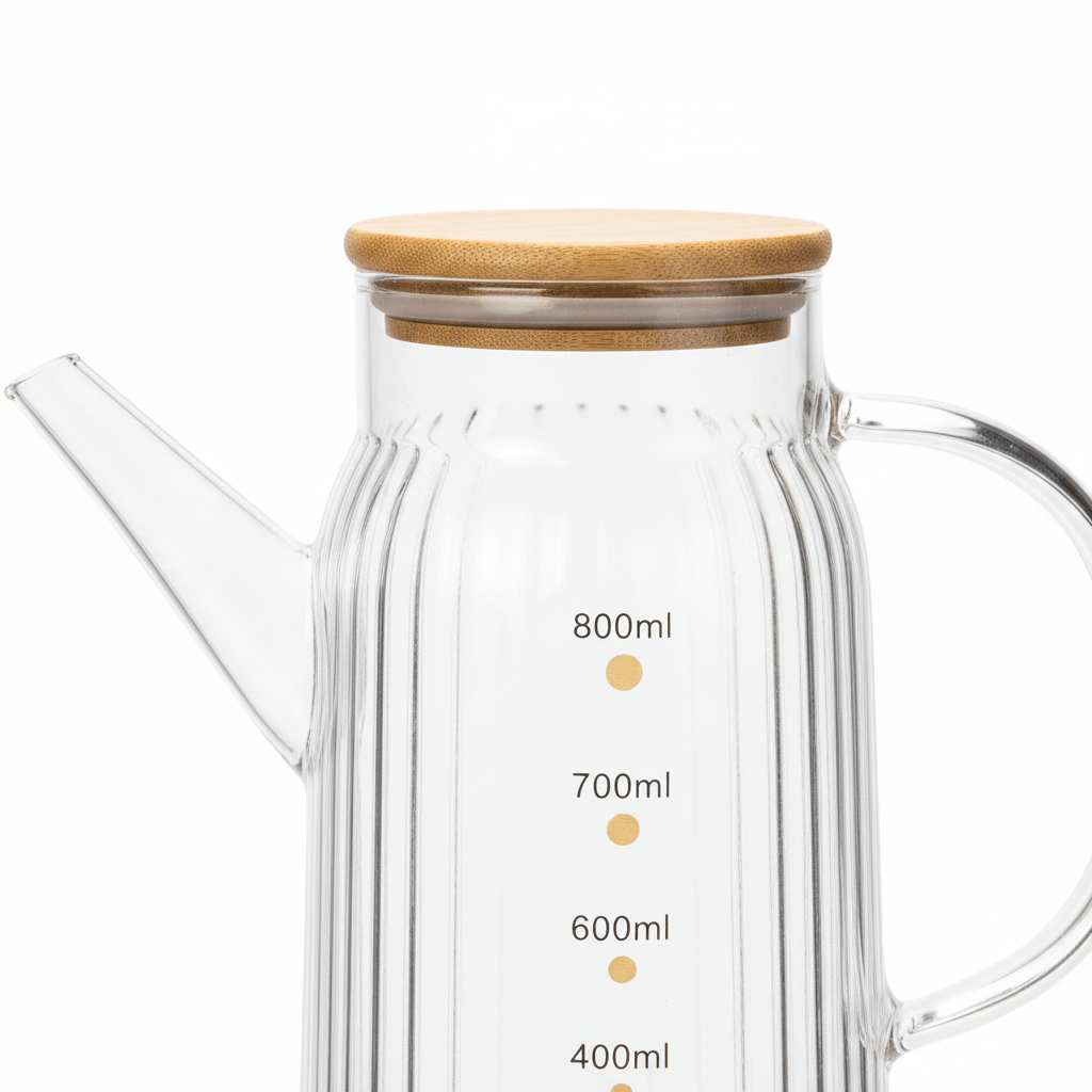 Ribbed Glass Oil Pot with Bamboo Lid - 800ml - Al Kabayel Discount CentreRibbed Glass Oil Pot with Bamboo Lid - 800mlOil DispensersAKDCAl Kabayel Discount Centre