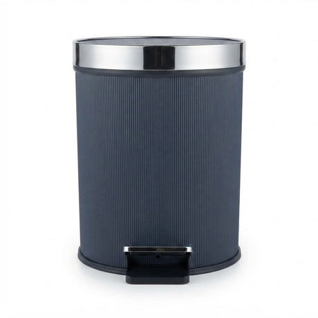 Ribbed Pedal Dustbin with Chrome Lid – 30×25 cm - Navy Blue / Black - Al Kabayel Discount CentreRibbed Pedal Dustbin with Chrome Lid – 30×25 cm - Navy Blue / BlackOrganizers & AccessoriesAKDCAl Kabayel Discount Centre