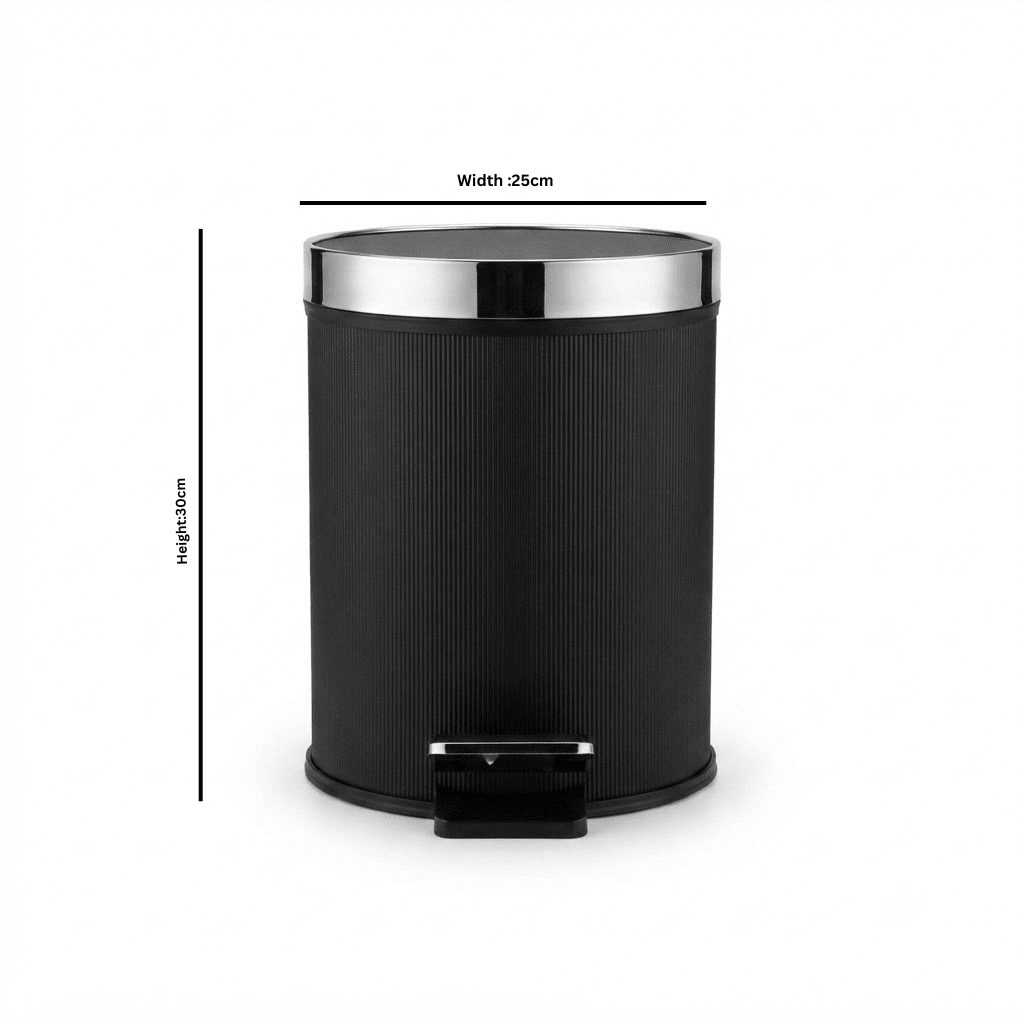 Ribbed Pedal Dustbin with Chrome Lid – 30×25 cm - Navy Blue / Black - Al Kabayel Discount CentreRibbed Pedal Dustbin with Chrome Lid – 30×25 cm - Navy Blue / BlackOrganizers & AccessoriesAKDCAl Kabayel Discount Centre