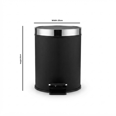 Ribbed Pedal Dustbin with Chrome Lid – 30×25 cm - Navy Blue / Black - Al Kabayel Discount CentreRibbed Pedal Dustbin with Chrome Lid – 30×25 cm - Navy Blue / BlackOrganizers & AccessoriesAKDCAl Kabayel Discount Centre