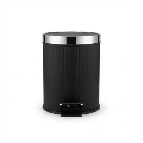 Ribbed Pedal Dustbin with Chrome Lid – 30×25 cm - Navy Blue / Black - Al Kabayel Discount CentreRibbed Pedal Dustbin with Chrome Lid – 30×25 cm - Navy Blue / BlackOrganizers & AccessoriesAKDCAl Kabayel Discount Centre