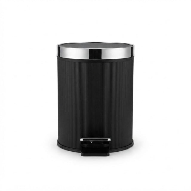 Ribbed Pedal Dustbin with Chrome Lid – 30×25 cm - Navy Blue / Black - Al Kabayel Discount CentreRibbed Pedal Dustbin with Chrome Lid – 30×25 cm - Navy Blue / BlackOrganizers & AccessoriesAKDCAl Kabayel Discount Centre