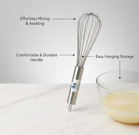 RK Professional Stainless Steel Egg Whisk – Balloon Mixer for Baking, Beating & Cooking - Al Kabayel Discount CentreRK Professional Stainless Steel Egg Whisk – Balloon Mixer for Baking, Beating & CookingKitchen Utensils & GadgetsRAJAl Kabayel Discount Centre