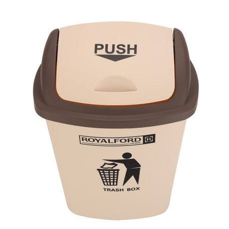 ROFALFORD Push Lid Dustbin 30 Litre – Brown Color Durable Waste Bin for Kitchen, Office, Living Room and Outdoor Use - Al Kabayel Discount CentreROFALFORD Push Lid Dustbin 30 Litre – Brown Color Durable Waste Bin for Kitchen, Office, Living Room and Outdoor UseTrash CanROFALFORDAl Kabayel Discount Centre