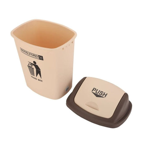 ROFALFORD Push Lid Dustbin 30 Litre – Brown Color Durable Waste Bin for Kitchen, Office, Living Room and Outdoor Use - Al Kabayel Discount CentreROFALFORD Push Lid Dustbin 30 Litre – Brown Color Durable Waste Bin for Kitchen, Office, Living Room and Outdoor UseTrash CanROFALFORDAl Kabayel Discount Centre