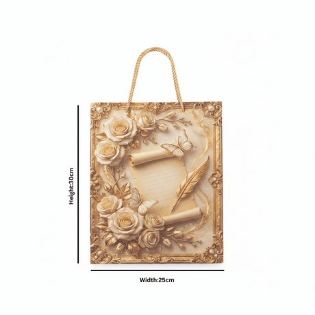 Rose & Butterfly Design Gold Baroque Paper Gift Bag - 30×25cm - Al Kabayel Discount CentreRose & Butterfly Design Gold Baroque Paper Gift Bag - 30×25cmPacking & Wrapping SuppliesAKDCAl Kabayel Discount Centre