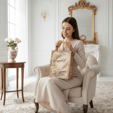 Rose & Butterfly Design Gold Baroque Paper Gift Bag - 30×25cm - Al Kabayel Discount CentreRose & Butterfly Design Gold Baroque Paper Gift Bag - 30×25cmPacking & Wrapping SuppliesAKDCAl Kabayel Discount Centre