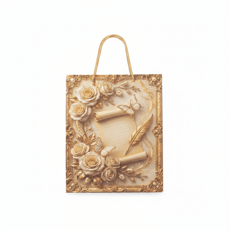 Rose & Butterfly Design Gold Baroque Paper Gift Bag - 30×25cm - Al Kabayel Discount CentreRose & Butterfly Design Gold Baroque Paper Gift Bag - 30×25cmPacking & Wrapping SuppliesAKDCAl Kabayel Discount Centre
