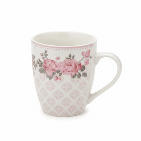 Rose Garden Ceramic Mug — 300ml | White & Pink Floral Drinkware - Al Kabayel Discount CentreRose Garden Ceramic Mug — 300ml | White & Pink Floral DrinkwareMugsAKDCAl Kabayel Discount Centre