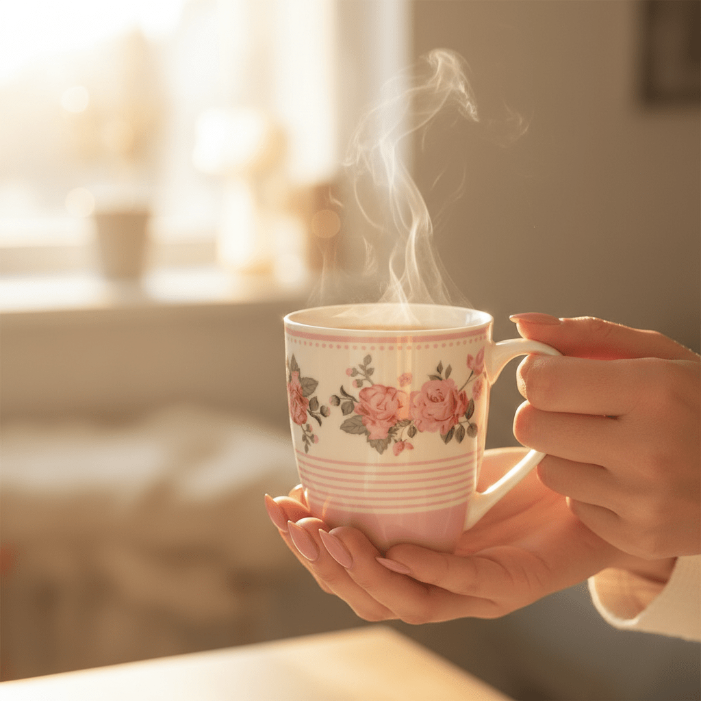 Rose Garden Ceramic Mug — 300ml | White & Pink Floral Drinkware - Al Kabayel Discount CentreRose Garden Ceramic Mug — 300ml | White & Pink Floral DrinkwareMugsAKDCAl Kabayel Discount Centre