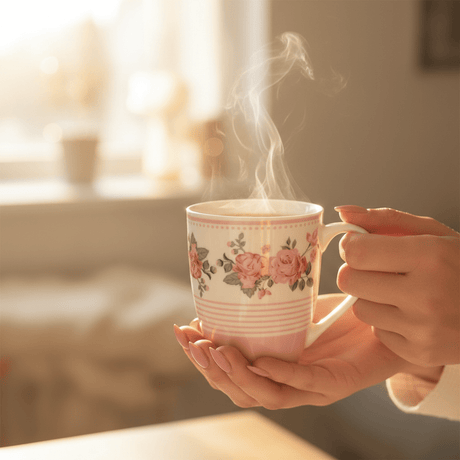 Rose Garden Ceramic Mug — 300ml | White & Pink Floral Drinkware - Al Kabayel Discount CentreRose Garden Ceramic Mug — 300ml | White & Pink Floral DrinkwareMugsAKDCAl Kabayel Discount Centre