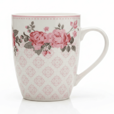 Rose Garden Ceramic Mug — 300ml | White & Pink Floral Drinkware - Al Kabayel Discount CentreRose Garden Ceramic Mug — 300ml | White & Pink Floral DrinkwareMugsAKDCAl Kabayel Discount Centre