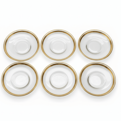 Rosella Gold Rim Decorative Saucers for Tea & Coffee Cups – Elegant Serving Set of 6 - Al Kabayel Discount CentreRosella Gold Rim Decorative Saucers for Tea & Coffee Cups – Elegant Serving Set of 6TumblersROSELLAAl Kabayel Discount Centre