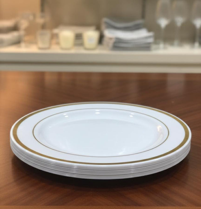 Rosymoment Premium 10" Heavyweight Disposable Plastic Plates – Golden Round Border, 48g, Set of 10 High - Quality Elegant Plates - Al Kabayel Discount CentreRosymoment Premium 10" Heavyweight Disposable Plastic Plates – Golden Round Border, 48g, Set of 10 High - Quality Elegant PlatesDisposablesROSYMOMENTAl Kabayel Discount Centre