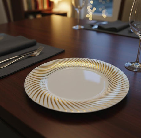 Rosymoment Premium 10" Heavyweight Disposable Plastic Plates – Golden Unique Border, 46g, Set of 10 Stylish Party Plates - Al Kabayel Discount CentreRosymoment Premium 10" Heavyweight Disposable Plastic Plates – Golden Unique Border, 46g, Set of 10 Stylish Party PlatesDisposablesROSYMOMENTAl Kabayel Discount Centre
