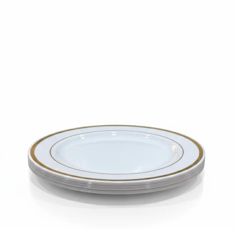 Rosymoment Premium 9" Heavyweight Disposable Plastic Plates – Golden Round Border, 35g, Set of 10 Luxurious Serving Plates - Al Kabayel Discount CentreRosymoment Premium 9" Heavyweight Disposable Plastic Plates – Golden Round Border, 35g, Set of 10 Luxurious Serving PlatesDisposablesROSYMOMENTAl Kabayel Discount Centre