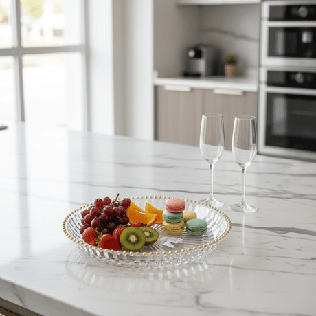 Round Acrylic Serving Tray with Gold Beaded Rim | 33.5 × 47 cm - Al Kabayel Discount CentreRound Acrylic Serving Tray with Gold Beaded Rim | 33.5 × 47 cmServing TraysAKDCAl Kabayel Discount Centre