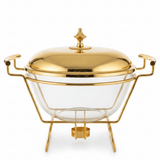 Round Glass Chafing Dish Warmer with Gold - Plated Stand and Lid – Premium Serving Solution (27×20 cm) - Al Kabayel Discount CentreRound Glass Chafing Dish Warmer with Gold - Plated Stand and Lid – Premium Serving Solution (27×20 cm)WarmersAKDCAl Kabayel Discount Centre