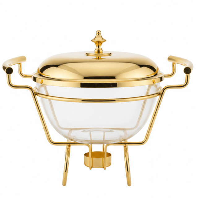 Round Glass Food Warmer with Polished Gold Stand and Heat - Resistant Lid – Elegant Buffet Server (21×16 cm) - Al Kabayel Discount CentreRound Glass Food Warmer with Polished Gold Stand and Heat - Resistant Lid – Elegant Buffet Server (21×16 cm)WarmersAKDCAl Kabayel Discount Centre