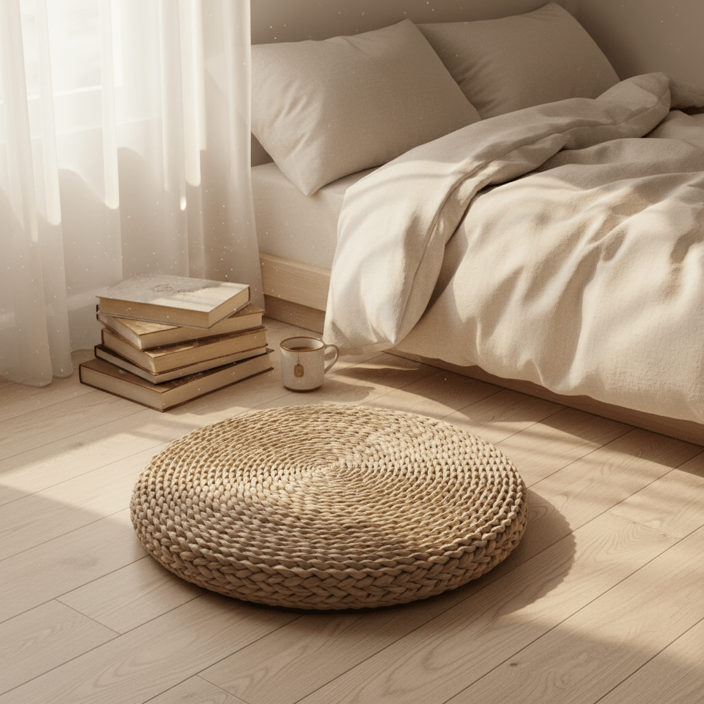 Round Rattan Floor Cushion Natural Seagrass Weave - 45cm / 40cm - Al Kabayel Discount CentreRound Rattan Floor Cushion Natural Seagrass Weave - 45cm / 40cmRattansAKDCAl Kabayel Discount Centre