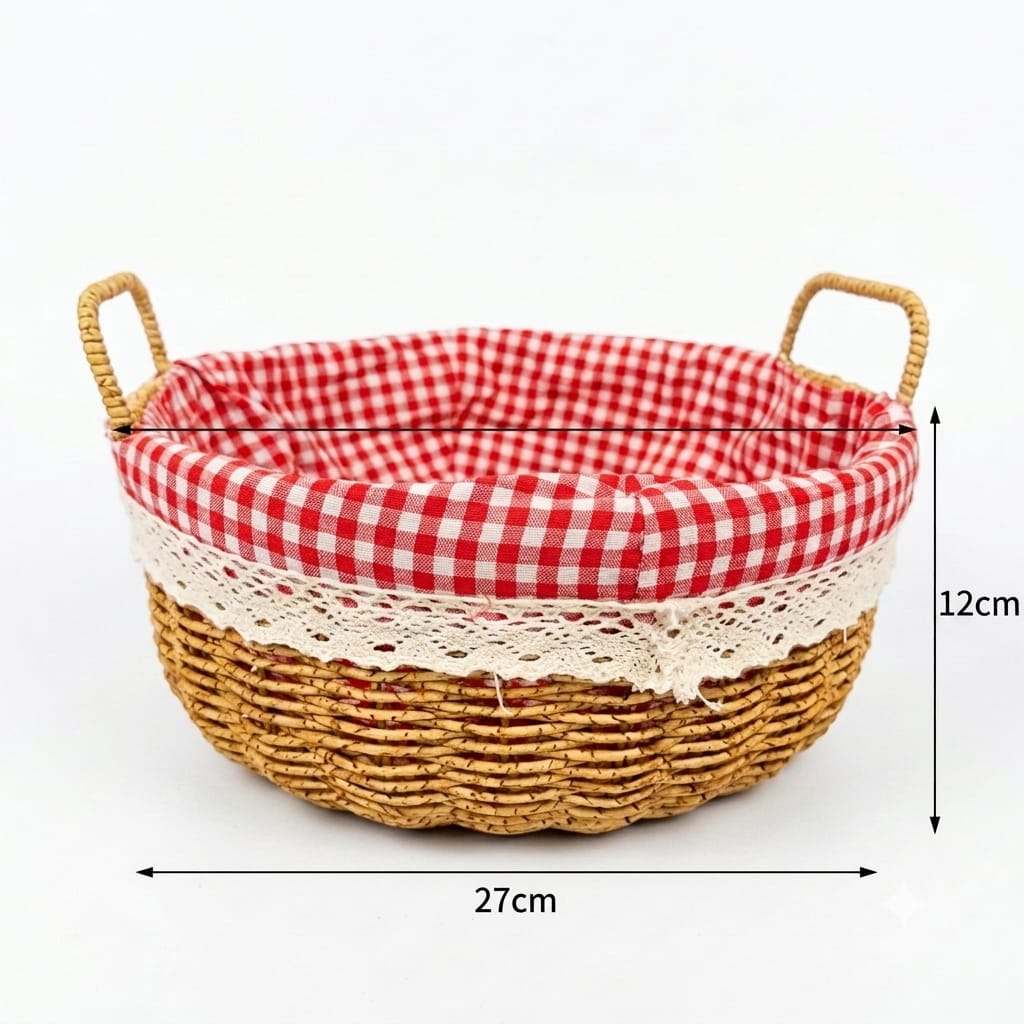 Round Wicker Bread Basket with Red Gingham Lining - Al Kabayel Discount CentreRound Wicker Bread Basket with Red Gingham LiningRattansAKDCAl Kabayel Discount Centre