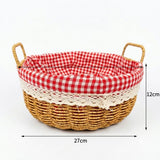 Round Wicker Bread Basket with Red Gingham Lining - Al Kabayel Discount CentreRound Wicker Bread Basket with Red Gingham LiningRattansAKDCAl Kabayel Discount Centre