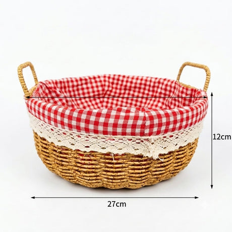 Round Wicker Bread Basket with Red Gingham Lining - Al Kabayel Discount CentreRound Wicker Bread Basket with Red Gingham LiningRattansAKDCAl Kabayel Discount Centre