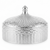Royal Ceramic Candy Bowl with Lid | Embossed Geometric Design | 18×6 cm | Gold & White,Silver & White | - Al Kabayel Discount CentreRoyal Ceramic Candy Bowl with Lid | Embossed Geometric Design | 18×6 cm | Gold & White,Silver & White |Jars & Food SaversAKDCAl Kabayel Discount Centre