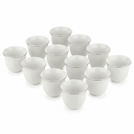 Royal Ford 12pcs White Ceramic Cawa Cup Set with Golden Rim Elegant Luxury Design 80ml Premium Arabic Coffee Cups for Hospitality and Serving Use - Al Kabayel Discount CentreRoyal Ford 12pcs White Ceramic Cawa Cup Set with Golden Rim Elegant Luxury Design 80ml Premium Arabic Coffee Cups for Hospitality and Serving UseTea SetsROYAL FORDAl Kabayel Discount Centre