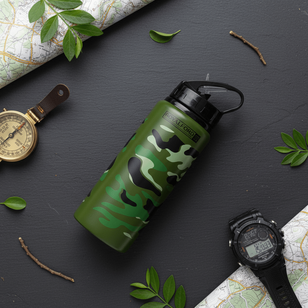 Royal Ford Army Green Stainless Steel Designer Water Bottle – 600 ml - Al Kabayel Discount CentreRoyal Ford Army Green Stainless Steel Designer Water Bottle – 600 mlWater BottlesROYALFORDAl Kabayel Discount Centre