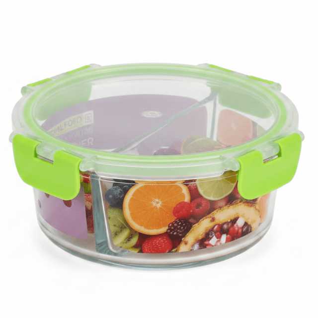 Royal Ford Premium Round Glass Food Storage Container with Leakproof Airtight Lid – High Quality Glass – 950 ml - Al Kabayel Discount CentreRoyal Ford Premium Round Glass Food Storage Container with Leakproof Airtight Lid – High Quality Glass – 950 mlFood ContainersROYAL FORDAl Kabayel Discount Centre