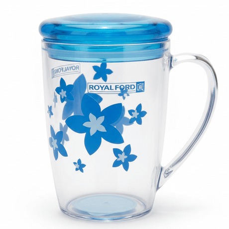 Royal Ford Transparent Acrylic Mug with Blue Flower Design and Lid 400 ml Decorative Mug with Cover - Al Kabayel Discount CentreRoyal Ford Transparent Acrylic Mug with Blue Flower Design and Lid 400 ml Decorative Mug with CoverMugsROYAL FORDAl Kabayel Discount Centre
