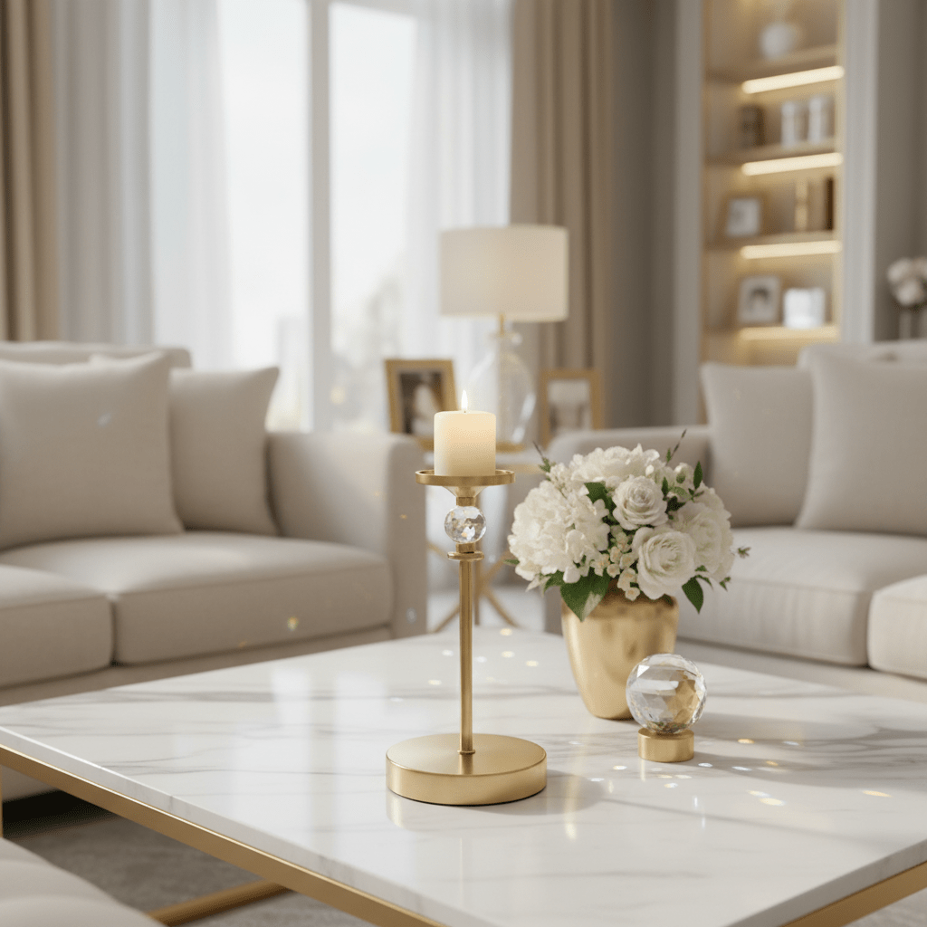 Royal Golden Metal Decorative Candle Holder for Elegant Living Room and Table Styling – 22cm - Al Kabayel Discount CentreRoyal Golden Metal Decorative Candle Holder for Elegant Living Room and Table Styling – 22cmHome Décor AccentsAKDCAl Kabayel Discount Centre