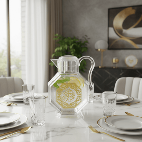 Royal Octagon Premium Clear Acrylic Serving Jug with Elegant Golden Decorative Design – 23 cm - Al Kabayel Discount CentreRoyal Octagon Premium Clear Acrylic Serving Jug with Elegant Golden Decorative Design – 23 cmJugsAKDCAl Kabayel Discount Centre