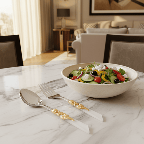 Royal Victoria Elegant Stainless Steel Silver Salad Serving Set (2 pcs) – Classic Stylish Kitchen Utensils 28×30 cm - Al Kabayel Discount CentreRoyal Victoria Elegant Stainless Steel Silver Salad Serving Set (2 pcs) – Classic Stylish Kitchen Utensils 28×30 cmSpatulas And SpoonsROYAL VICTORIAAl Kabayel Discount Centre