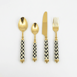 Royal Victoria Gold Cutlery Set with Black & White Handles (24 Pieces) for Luxury Dining Presentation - Al Kabayel Discount CentreRoyal Victoria Gold Cutlery Set with Black & White Handles (24 Pieces) for Luxury Dining PresentationSpatulas And SpoonsROYAL VICTORIAAl Kabayel Discount Centre