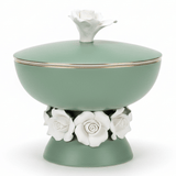 Royal Victoria Green Footed Ceramic Candy Pot with White Flower Design Decorative Jar 10*14cm - Al Kabayel Discount CentreRoyal Victoria Green Footed Ceramic Candy Pot with White Flower Design Decorative Jar 10*14cmJars & Food SaversROYAL VICTORIAAl Kabayel Discount Centre