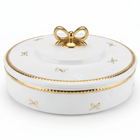 Royal Victoria Luxe White & Gold Ceramic Candy Box with Lid Decorative Storage Container 25×6cm - Al Kabayel Discount CentreRoyal Victoria Luxe White & Gold Ceramic Candy Box with Lid Decorative Storage Container 25×6cmJars & Food SaversROYAL VICTORIAAl Kabayel Discount Centre