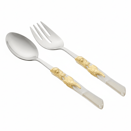 Royal Victoria Stainless Steel Silver Salad Servers with Elegant Gold Accent Handles (2 pcs) – Premium Dining Set 28×30 cm - Al Kabayel Discount CentreRoyal Victoria Stainless Steel Silver Salad Servers with Elegant Gold Accent Handles (2 pcs) – Premium Dining Set 28×30 cmSpatulas And SpoonsROYAL VICTORIAAl Kabayel Discount Centre