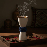Royal Victoria White and Gold Ceramic Incense Burner with Blue Flower Design Luxury Decor 23cm - Al Kabayel Discount CentreRoyal Victoria White and Gold Ceramic Incense Burner with Blue Flower Design Luxury Decor 23cmIncense BurnerROYAL VICTORIAAl Kabayel Discount Centre