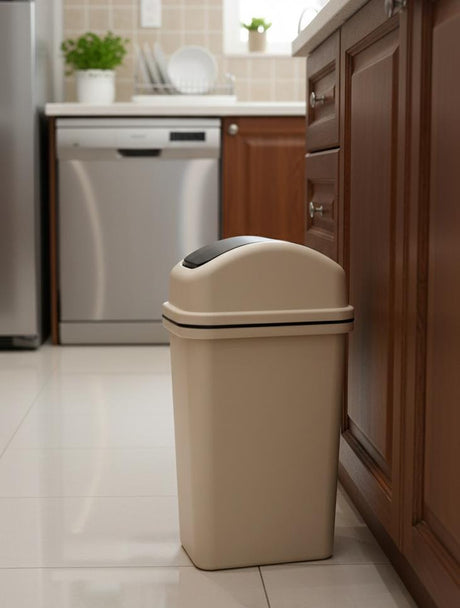 ROYALFORD 10 Litre Swing Lid Dustbin – Compact Plastic Waste Bin 27x17.7x41 cm, Brown Color for Home Use - Al Kabayel Discount CentreROYALFORD 10 Litre Swing Lid Dustbin – Compact Plastic Waste Bin 27x17.7x41 cm, Brown Color for Home UseTrash CanROYALFORDAl Kabayel Discount Centre