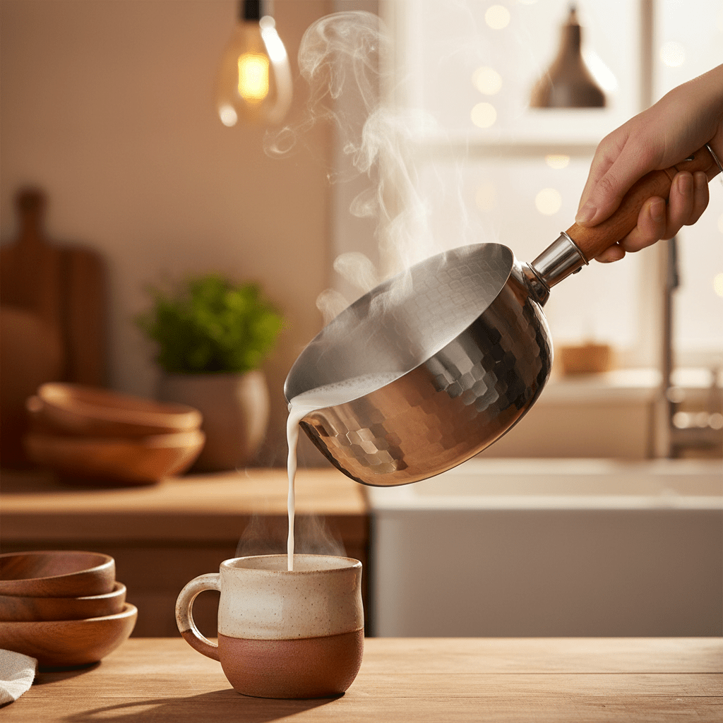 Royalford 18/20cm Stainless Steel Snow Pot / Milk Pan with Hammered Wooden Handle - Al Kabayel Discount CentreRoyalford 18/20cm Stainless Steel Snow Pot / Milk Pan with Hammered Wooden HandleFrying Pans & SkilletsROYALFORDAl Kabayel Discount Centre