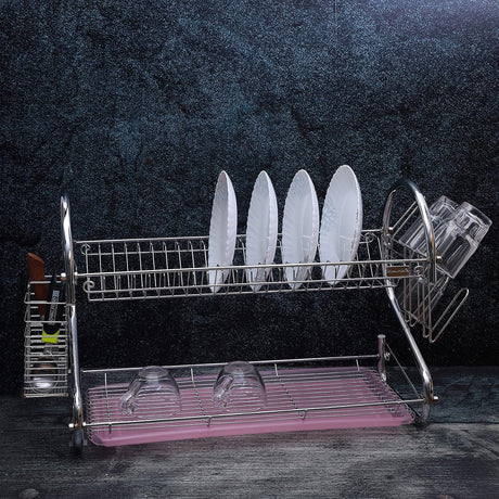 ROYALFORD 2 - Layer Metal Dish Rack with Plastic Drip Tray – Multi - Purpose Kitchen Drying Board, Easy to Assemble, Wall Mount Design - Al Kabayel Discount CentreROYALFORD 2 - Layer Metal Dish Rack with Plastic Drip Tray – Multi - Purpose Kitchen Drying Board, Easy to Assemble, Wall Mount DesignOrganizers & AccessoriesROYALFORDAl Kabayel Discount Centre
