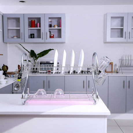 ROYALFORD 2 - Layer Metal Dish Rack with Plastic Drip Tray – Multi - Purpose Kitchen Drying Board, Easy to Assemble, Wall Mount Design - Al Kabayel Discount CentreROYALFORD 2 - Layer Metal Dish Rack with Plastic Drip Tray – Multi - Purpose Kitchen Drying Board, Easy to Assemble, Wall Mount DesignOrganizers & AccessoriesROYALFORDAl Kabayel Discount Centre