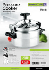 Royalford 20L Heavy Duty Aluminium Pressure Cooker – RF11981 Commercial Size - Al Kabayel Discount CentreRoyalford 20L Heavy Duty Aluminium Pressure Cooker – RF11981 Commercial SizePressure CookersROYALFORDAl Kabayel Discount Centre