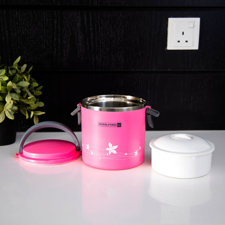 ROYALFORD 2in1 Lunch Box 1.8 Liter, Stainless Steel, Pink - RF5650PN - Al Kabayel Discount CentreROYALFORD 2in1 Lunch Box 1.8 Liter, Stainless Steel, Pink - RF5650PNFood ContainersROYALFORDAl Kabayel Discount Centre