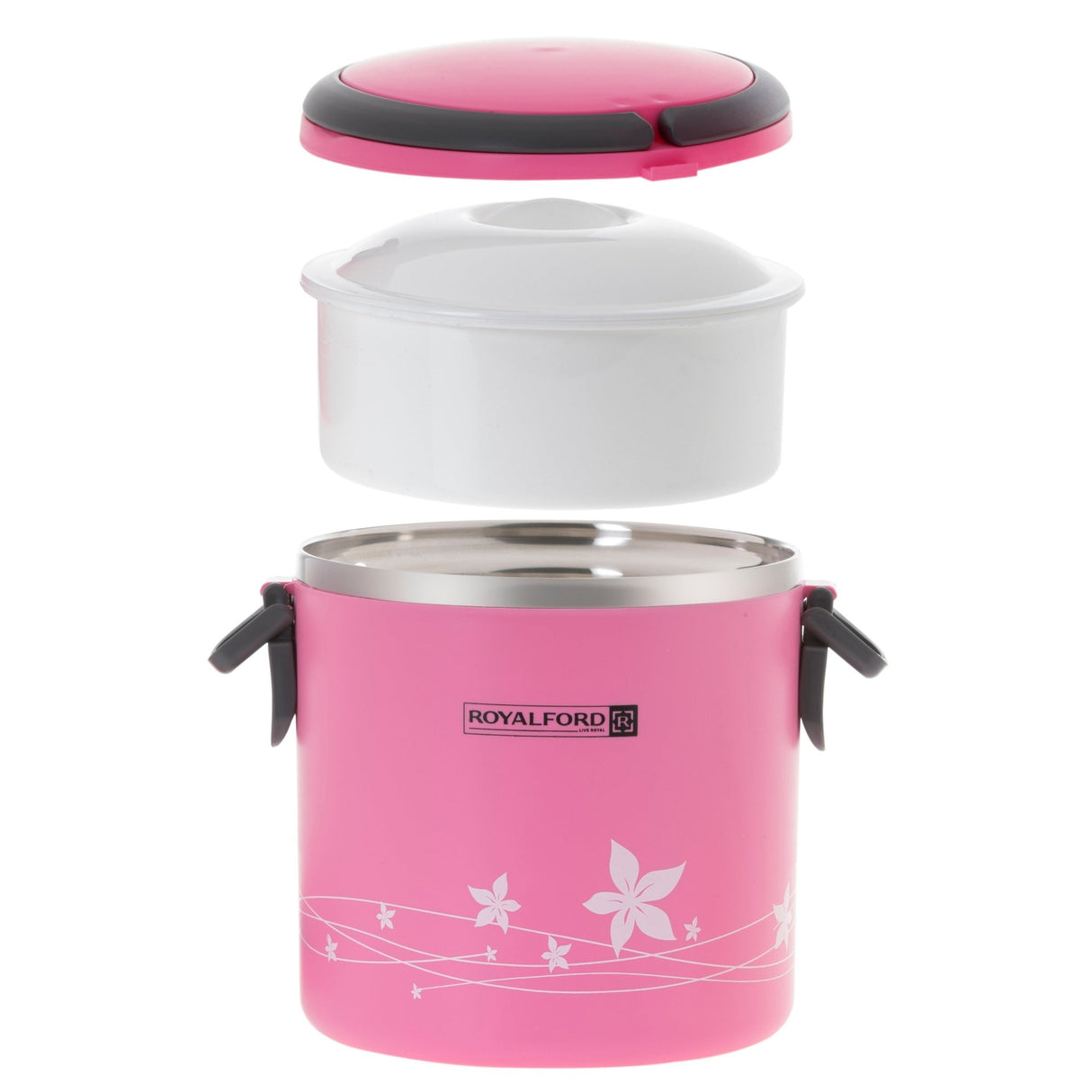ROYALFORD 2in1 Lunch Box 1.8 Liter, Stainless Steel, Pink - RF5650PN - Al Kabayel Discount CentreROYALFORD 2in1 Lunch Box 1.8 Liter, Stainless Steel, Pink - RF5650PNFood ContainersROYALFORDAl Kabayel Discount Centre
