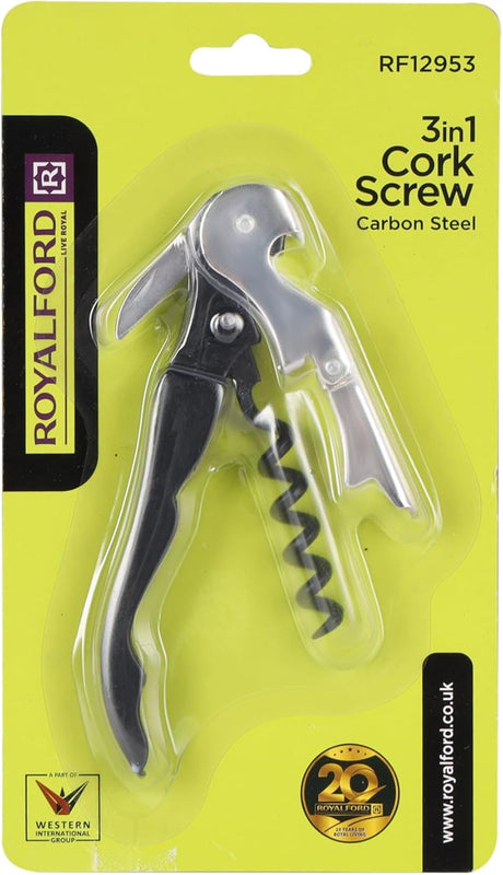 Royalford 3 - in - 1 Corkscrew Wine Opener – Carbon Steel Multi - Function Tool (RF12953) - Al Kabayel Discount CentreRoyalford 3 - in - 1 Corkscrew Wine Opener – Carbon Steel Multi - Function Tool (RF12953)Can OpenersROYALFORDAl Kabayel Discount Centre