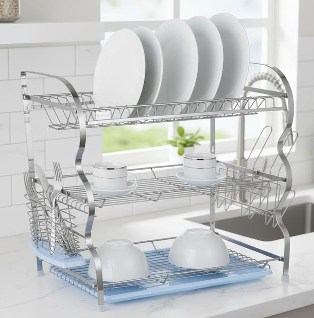 ROYALFORD 3 - Layer Wall Hanging Dish Rack – Heavy Duty Aluminum Kitchen Organizer, 66.5 x 26 x 47.7 cm - Al Kabayel Discount CentreROYALFORD 3 - Layer Wall Hanging Dish Rack – Heavy Duty Aluminum Kitchen Organizer, 66.5 x 26 x 47.7 cmOrganizers & AccessoriesROYALFORDAl Kabayel Discount Centre