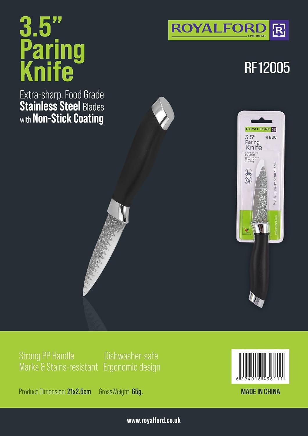 ROYALFORD 3.5" Paring Knife 21cm*2.2cm, Extra Sharp, SS Blade with Durable Non Stick Coating - RF12005 - Al Kabayel Discount CentreROYALFORD 3.5" Paring Knife 21cm*2.2cm, Extra Sharp, SS Blade with Durable Non Stick Coating - RF12005Cookware AccessoriesROYALFORDAl Kabayel Discount Centre